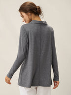 Cashmere Asymmetric Cowl Neck Stretch Top TATIANA