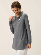 Cashmere Asymmetric Cowl Neck Stretch Top TATIANA