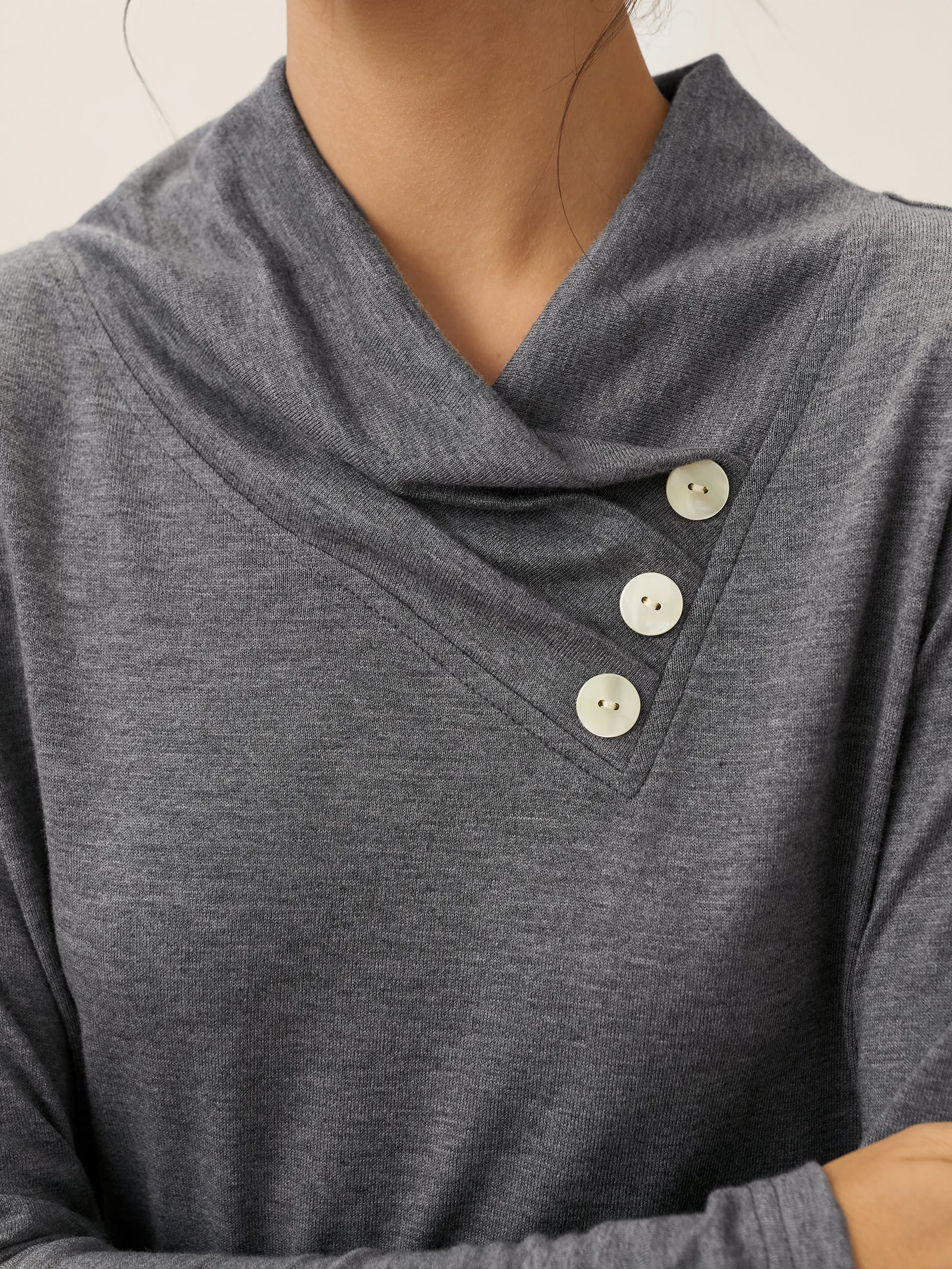 Cashmere Asymmetric Cowl Neck Stretch Top TATIANA