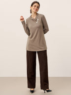 Cashmere Asymmetric Cowl Neck Stretch Top TATIANA