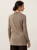 Cashmere Asymmetric Cowl Neck Stretch Top TATIANA