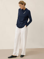 Cashmere Asymmetric Cowl Neck Stretch Top TATIANA