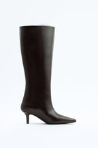 Mona Leather knee high boots - Dark Brown