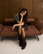 Emilia Slouchy Suede Boots - Dark Chocolate