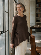 Wool Panelled Ruched Asymmetric Hem Top KALISTA