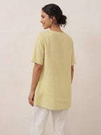 100% Linen Asymmetric Hem Long Top ISLA