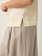 Linen-Lyocell Asymmetric Pleat Cap-Sleeve Top CERELIA