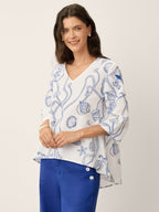Linen Marine Curio Print High-Low Overtop CERELIA