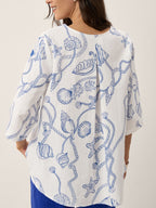 Linen Marine Curio Print High-Low Overtop CERELIA