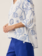 Linen Marine Curio Print High-Low Overtop CERELIA
