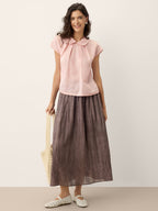 Lyocell Textured Pleated Waist Skirt ROSAMUND