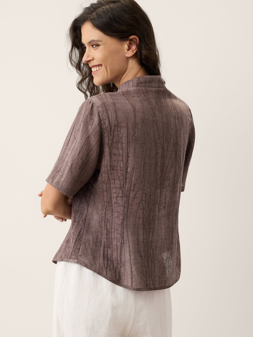 Lyocell Textured Stand Collar Shirt Jacket PHILIPPA