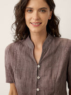 Lyocell Textured Stand Collar Shirt Jacket PHILIPPA