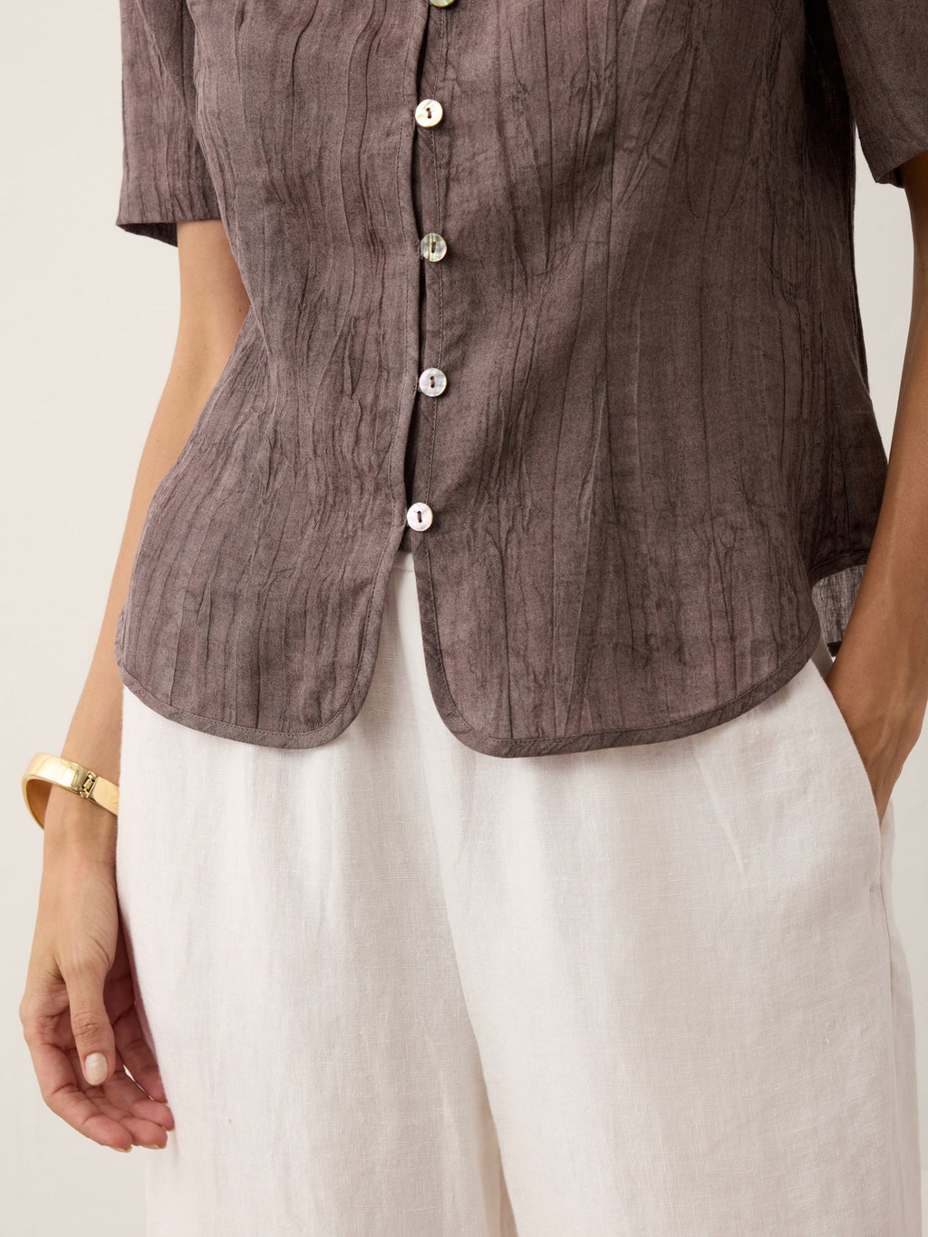 Lyocell Textured Stand Collar Shirt Jacket PHILIPPA