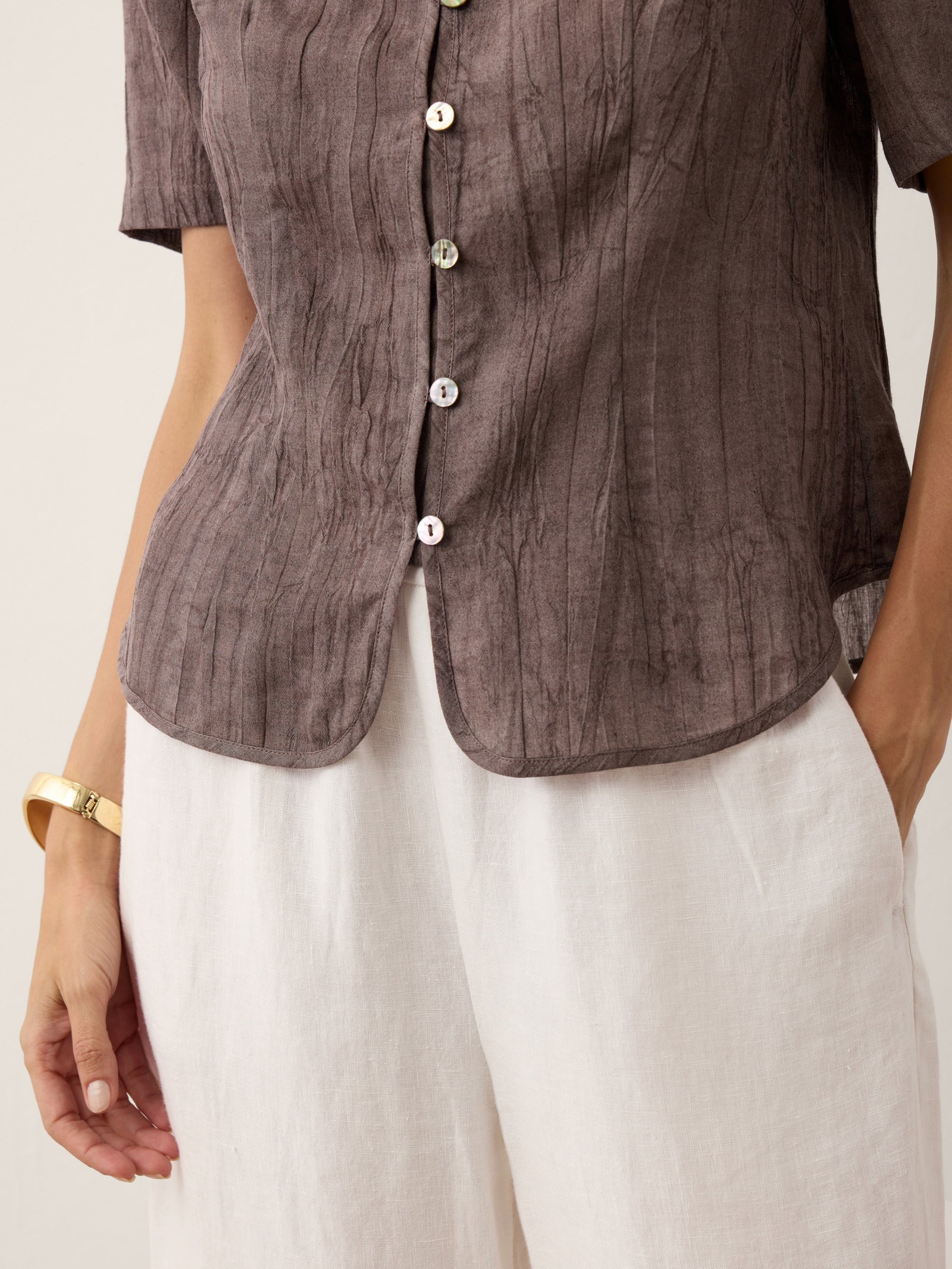 Lyocell Textured Stand Collar Shirt Jacket PHILIPPA