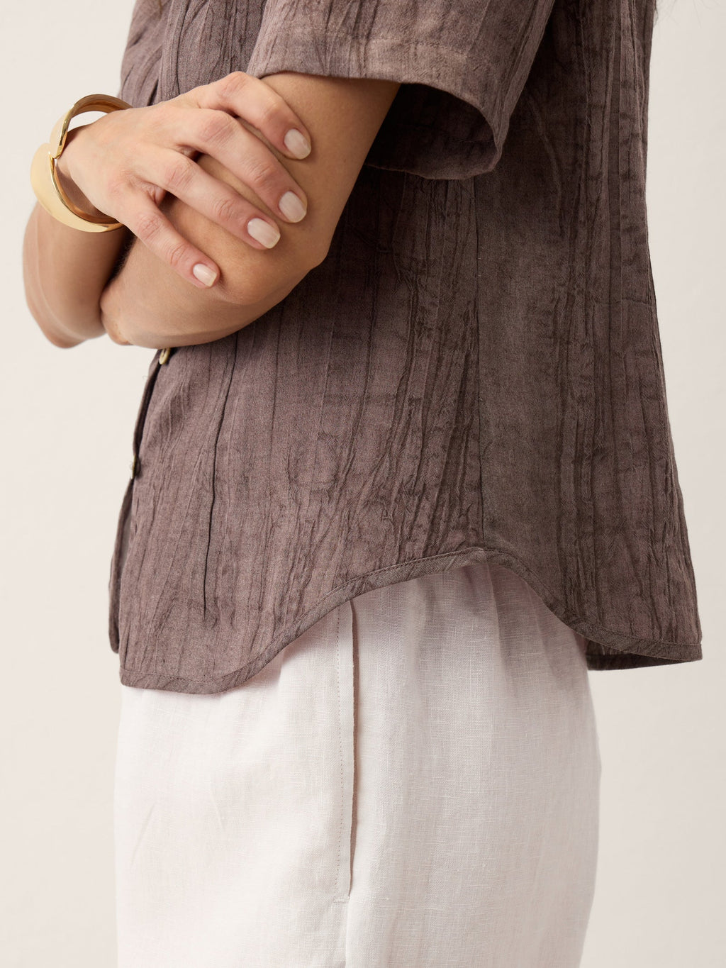 Lyocell Textured Stand Collar Shirt Jacket PHILIPPA