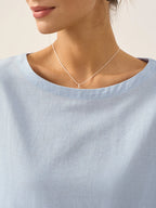 Linen White Boat Neck Oversized Top AVA