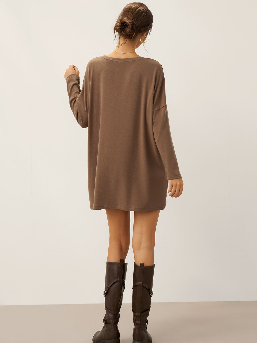 Lenzing Tencel Modal® Long Drop Shoulder Stretch Pullover Top with Patch Pockets