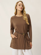Lenzing Tencel Modal® Long Drop Shoulder Stretch Pullover Top with Patch Pockets