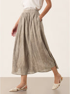 Lyocell Textured Pleated Waist Skirt ROSAMUND