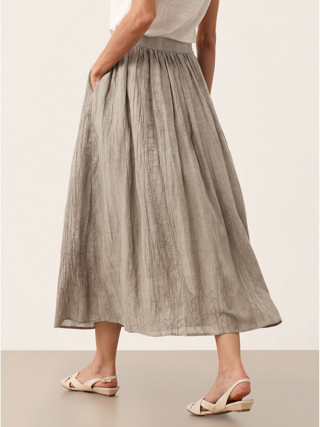 Lyocell Textured Pleated Waist Skirt ROSAMUND