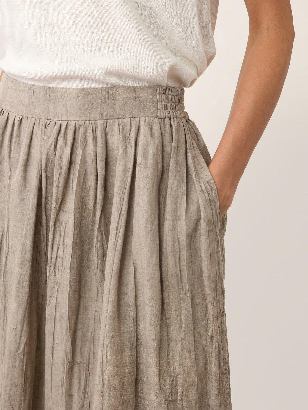 Lyocell Textured Pleated Waist Skirt ROSAMUND