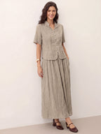 Lyocell Textured Pleated Waist Skirt ROSAMUND