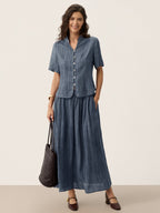 Lyocell Textured Pleated Waist Skirt ROSAMUND