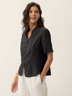 Lyocell Textured Stand Collar Shirt Jacket PHILIPPA