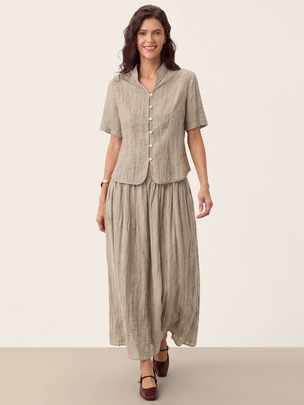 Lyocell Textured Stand Collar Shirt Jacket PHILIPPA