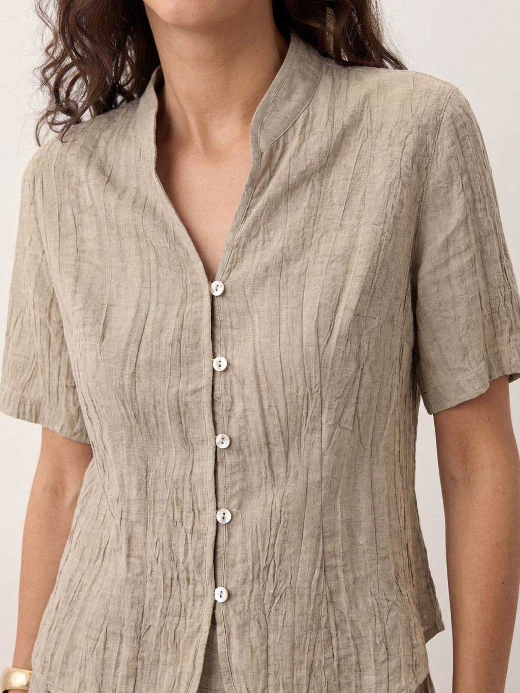 Lyocell Textured Stand Collar Shirt Jacket PHILIPPA
