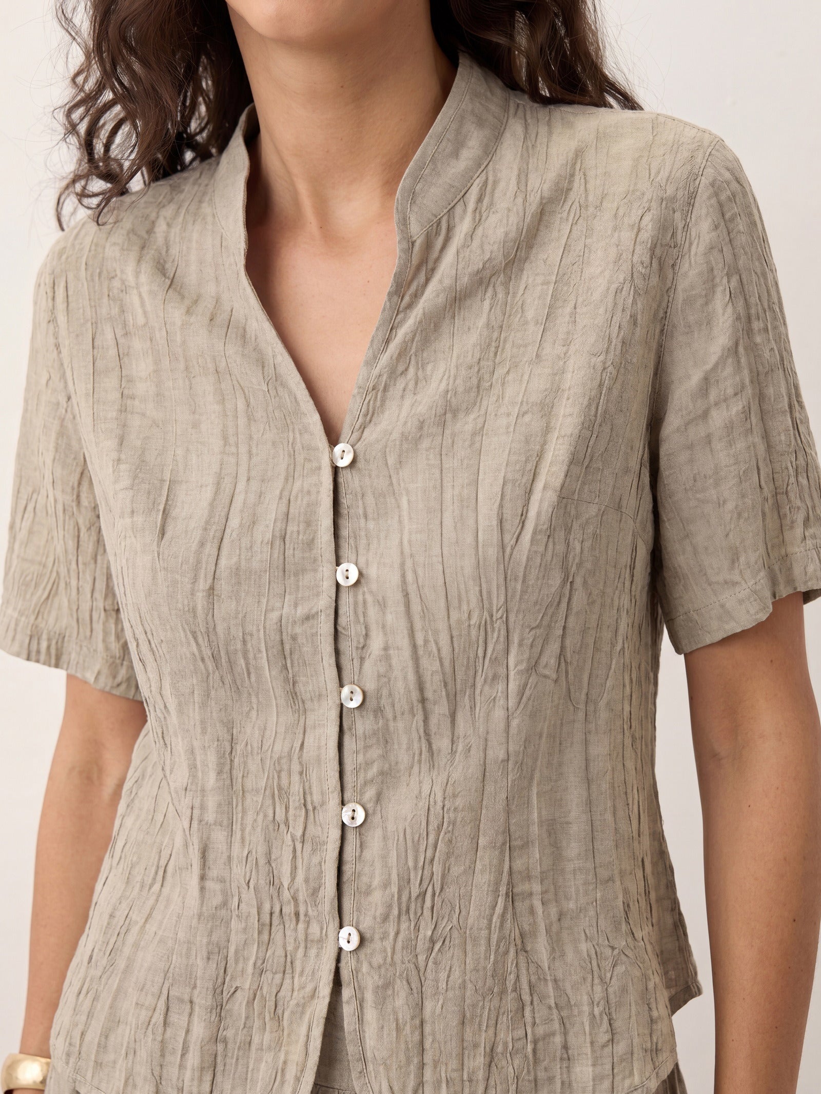 Lyocell Textured Stand Collar Shirt Jacket PHILIPPA