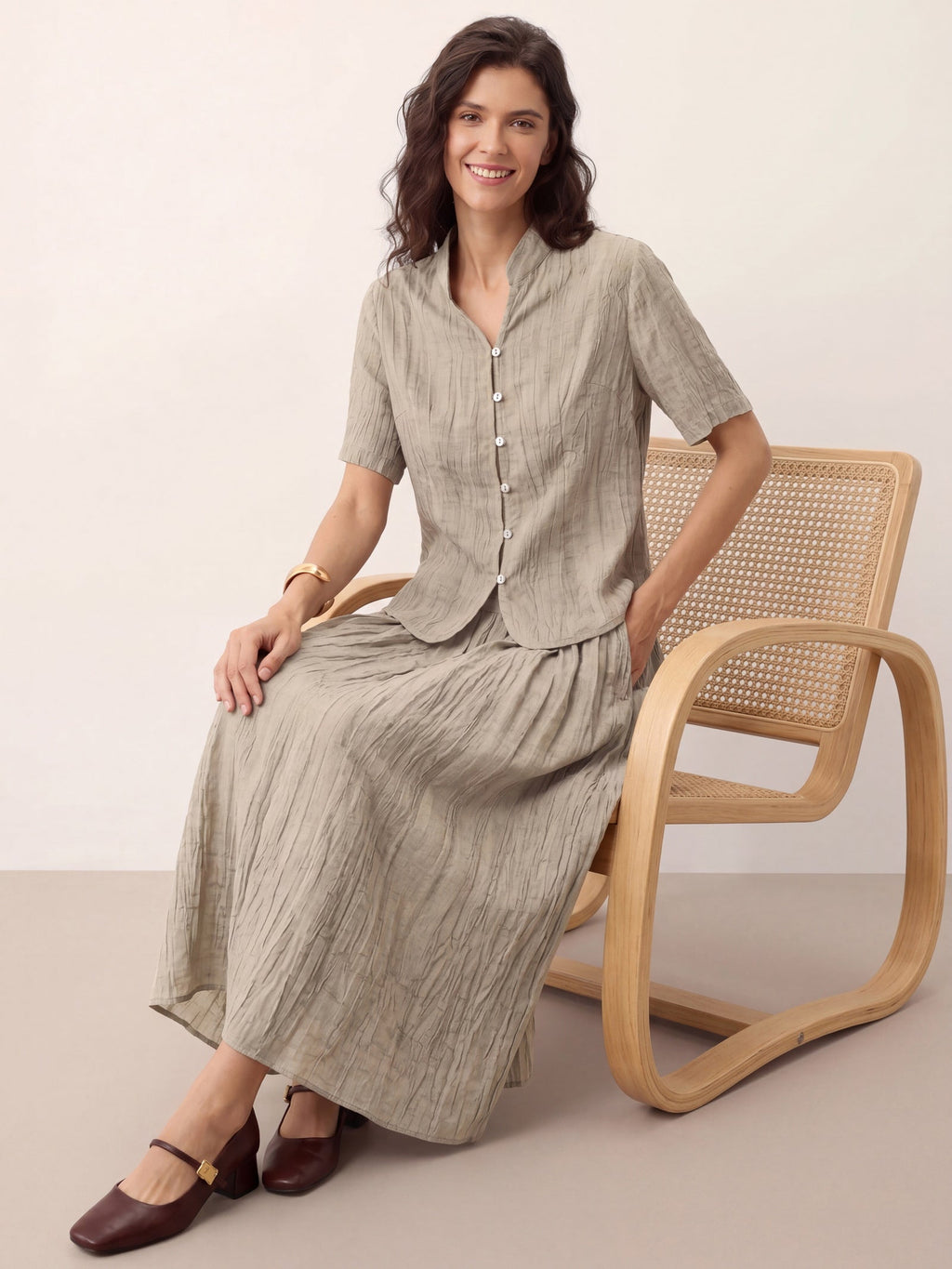 Lyocell Textured Stand Collar Shirt Jacket PHILIPPA