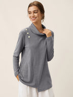 Lenzing Modal® Mock Neck Buttoned Stretch Top ZARIA
