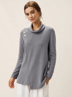 Lenzing Modal® Mock Neck Buttoned Stretch Top ZARIA