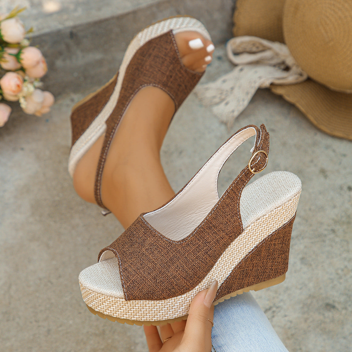 Isabelle Linen Slingback Sandals