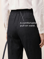 Linen Tailored Straight Cropped Pants LOGAN