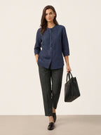 Linen Tailored Straight Cropped Pants LOGAN