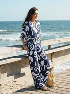 Linen Abstract-Print Straight-Leg Pants ORLA