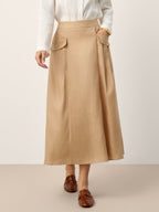 100% Linen Flap Pocket A-Line Skirt IANTHE