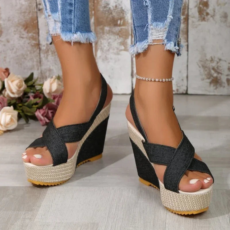 Maya Denim Platform Sandals