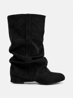 Emilia Slouchy Suede Boots - Black