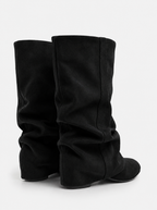 Emilia Slouchy Suede Boots - Black