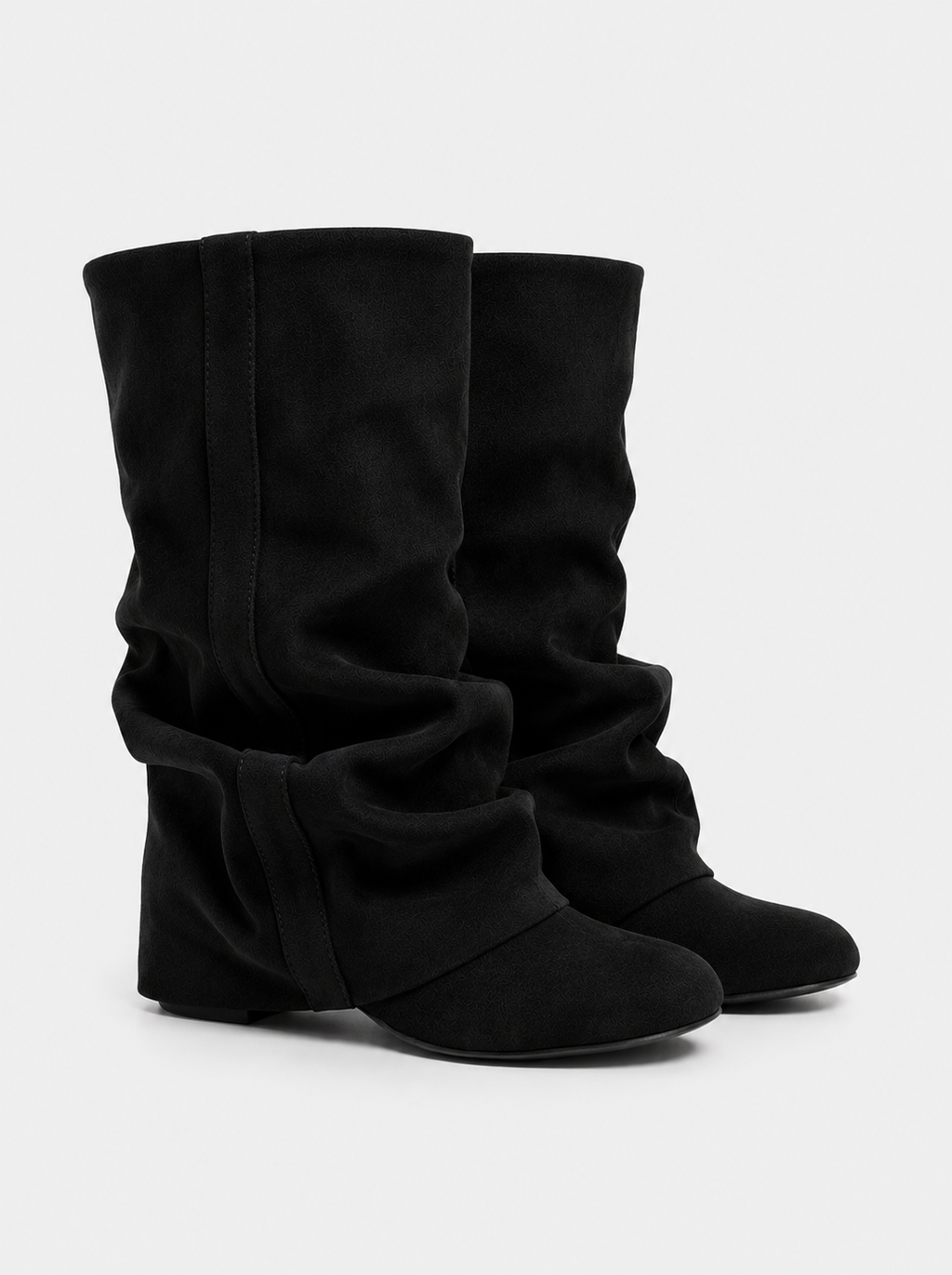Emilia Slouchy Suede Boots - Black