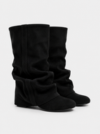 Emilia Slouchy Suede Boots - Black