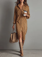 Ebonelle™ | Polka Dot Shirt Midi Dress