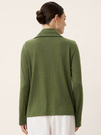 Wool Asymmetric Lapel Fruit Button Decor Top YSABEL