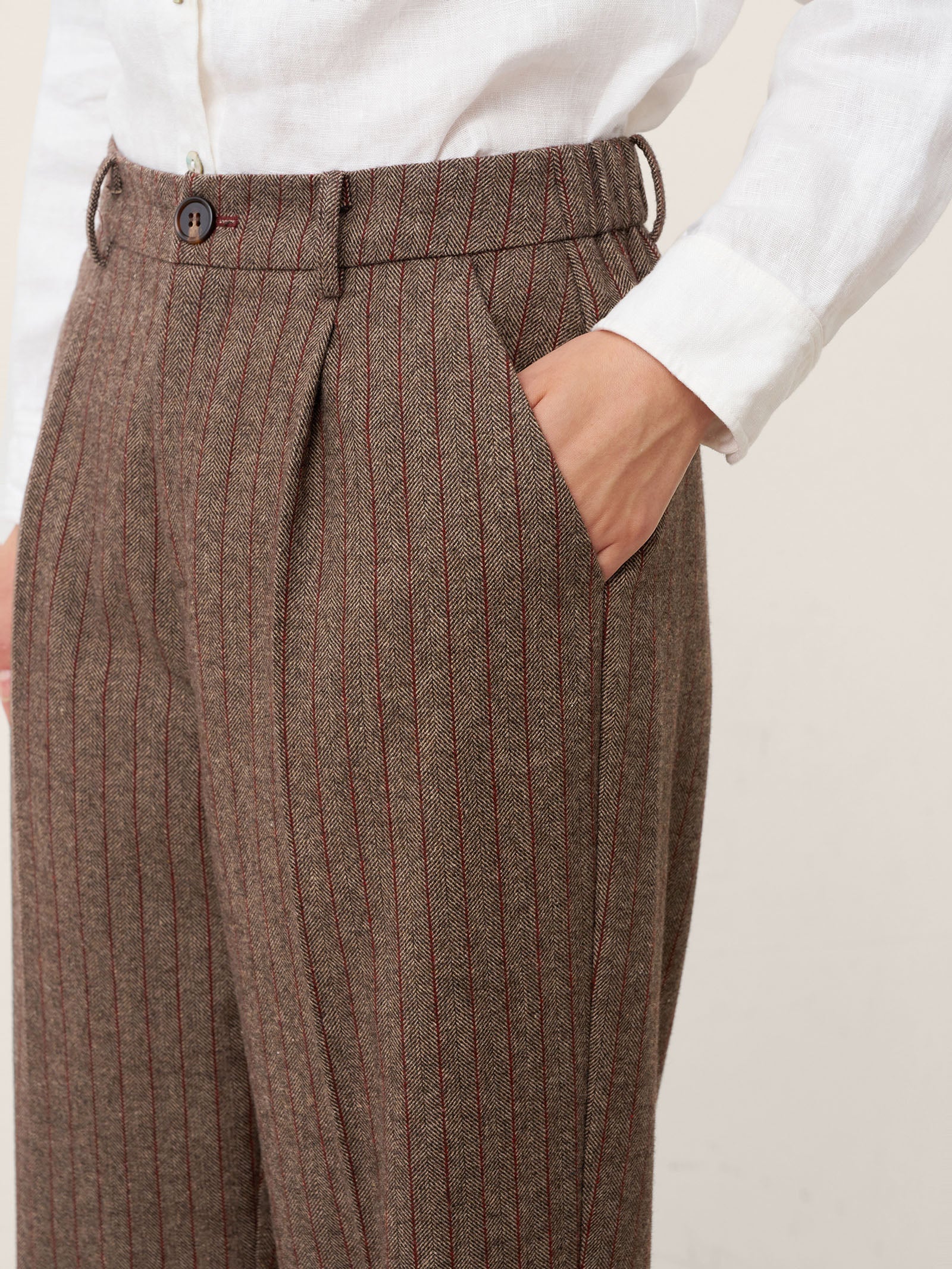 Wool Striped Tapered Tailored Trousers CASSIOPEIA