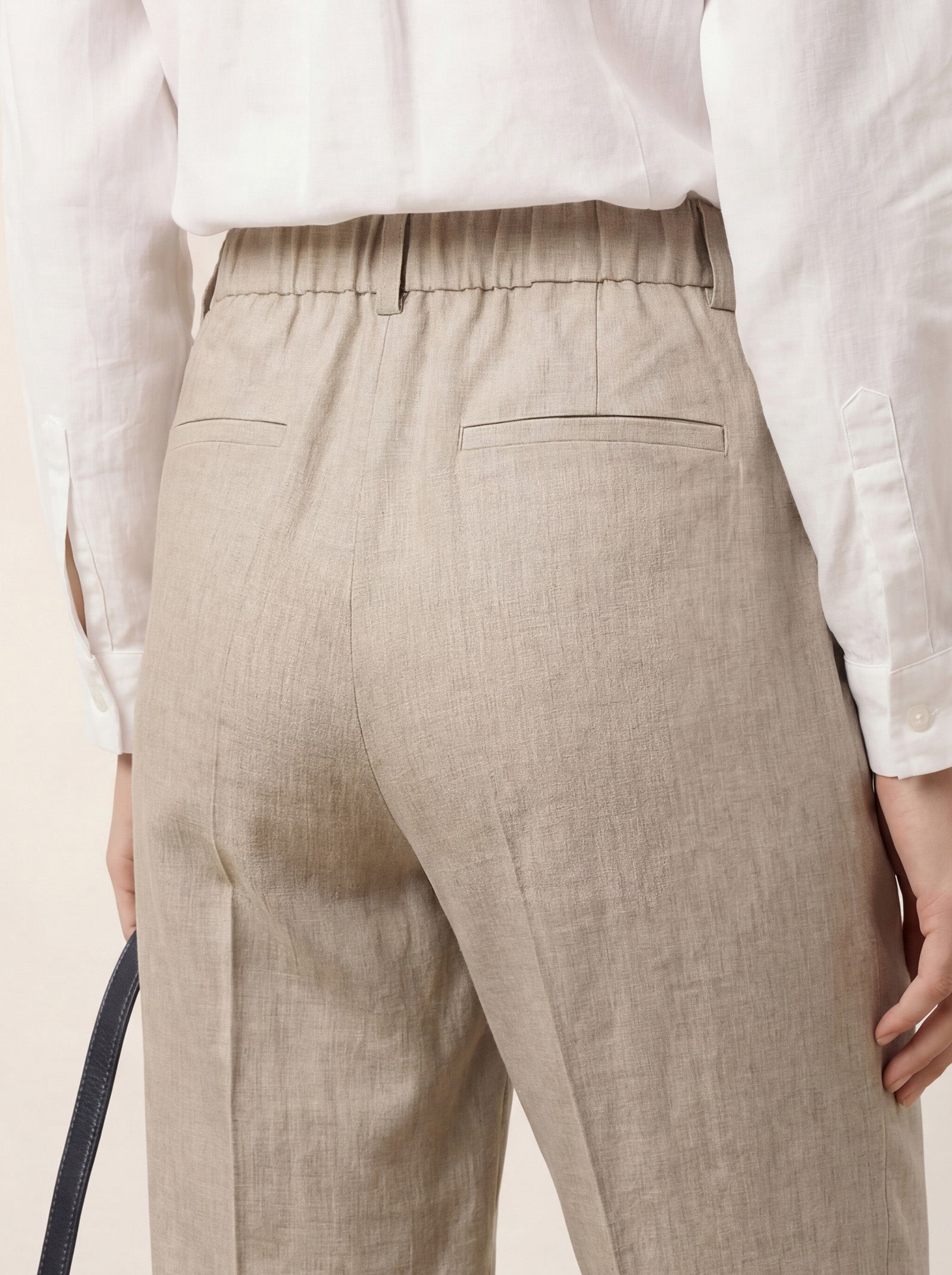 Linen Tailored Straight Cropped Pants LOGAN