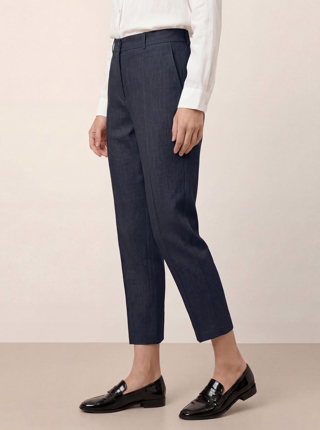 Linen Tailored Straight Cropped Pants LOGAN